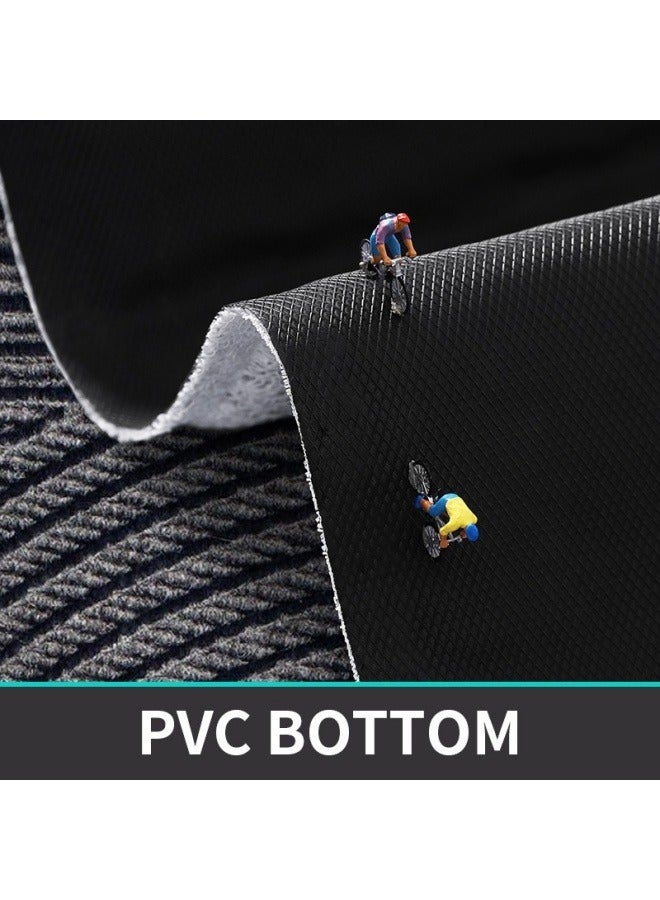 شبيلي دعاسة أرضية مقاومة للانزلاق من PVC للاستخدام الداخلي والخارجي - حصيرة ترحيب مزودة بسطح كشط للأحذية، قاعدة مطاطية للحمام والمطبخ وغرفة النوم (أسود، 45×75سم / 17.72×29.53 بوصة)  - Image 5