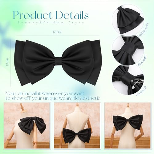 Bencailor Big Satin Bow for Wedding Dress Detachable Bow for Dress Bride Formal Wedding Outfit AccessoriesBlack - Image 3