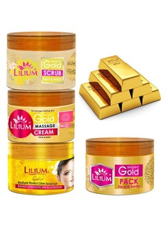 LILIUM Gold Facial Kit With Scrub Cream Gel And Pack 1000G (1Kg)  - Image 1