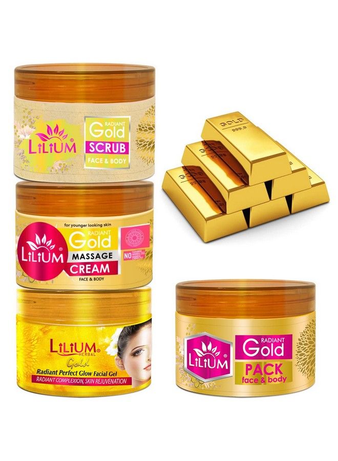 LILIUM Gold Facial Kit With Scrub Cream Gel And Pack 1000G (1Kg) - Image 1
