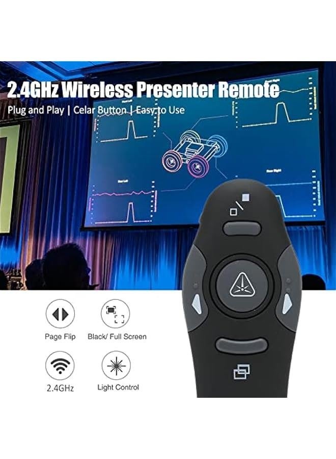 متحكم عرض، جهاز تحكم عن بُعد للعروض التقديمية، جهاز تحكم PPT بتردد 2.4GHz، جهاز تحكم عرض USB للحاسوب، اللابتوب، وKeynote - Image 2