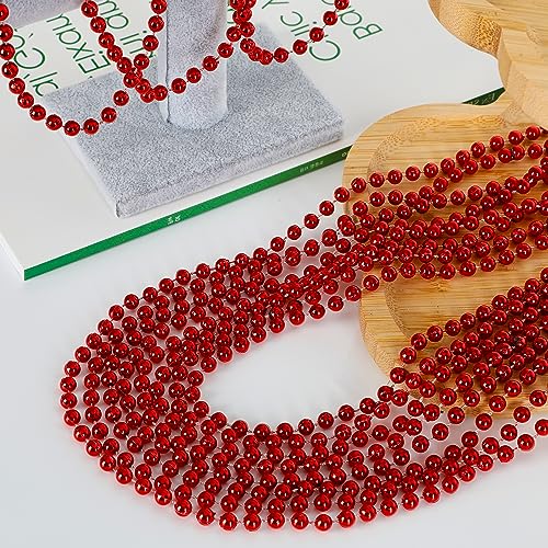 EOBOH 100PCS Mardi Gras Beads Red Beads Party Favors 33 Toy Necklaces Festival Costumes Festival Parade Throw Accessories for Weddings Valentines Christmas Celebrations Decor - Image 5