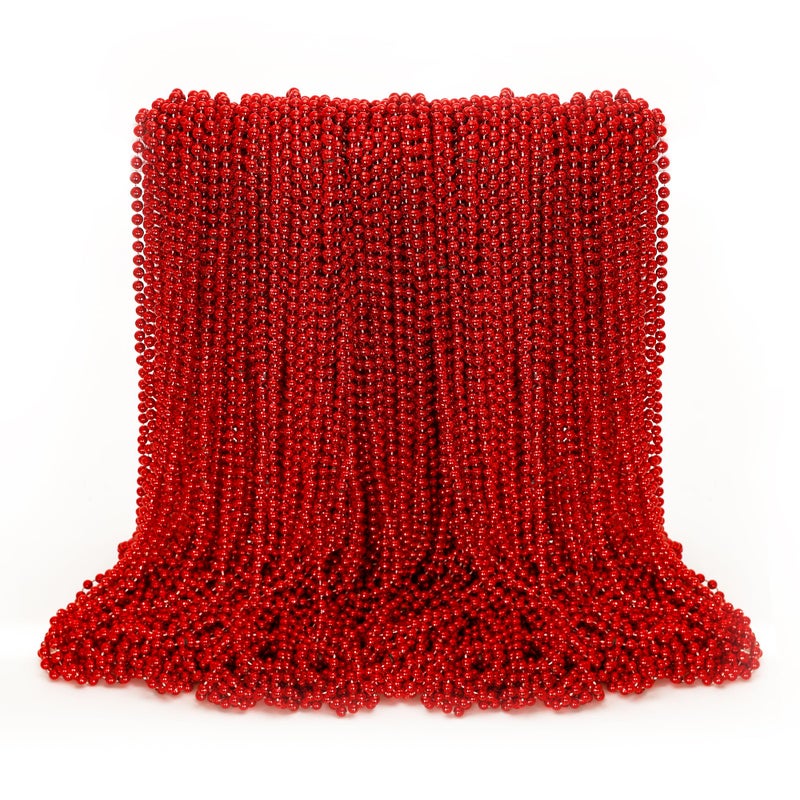 EOBOH 100PCS Mardi Gras Beads Red Beads Party Favors 33 Toy Necklaces Festival Costumes Festival Parade Throw Accessories for Weddings Valentines Christmas Celebrations Decor - Image 3