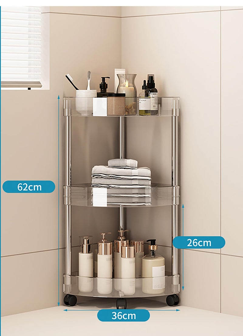 MosQuick® 3 Tier Acrylic Corner Trolley Rack Cart Kitchen Trolley Kitchen Organizer Kitchen Storage Rack Bathroom Organiser Bathroom Shelf Ideal Salon Trolley Perfect Racks for Storage Multipurpose. - Image 2
