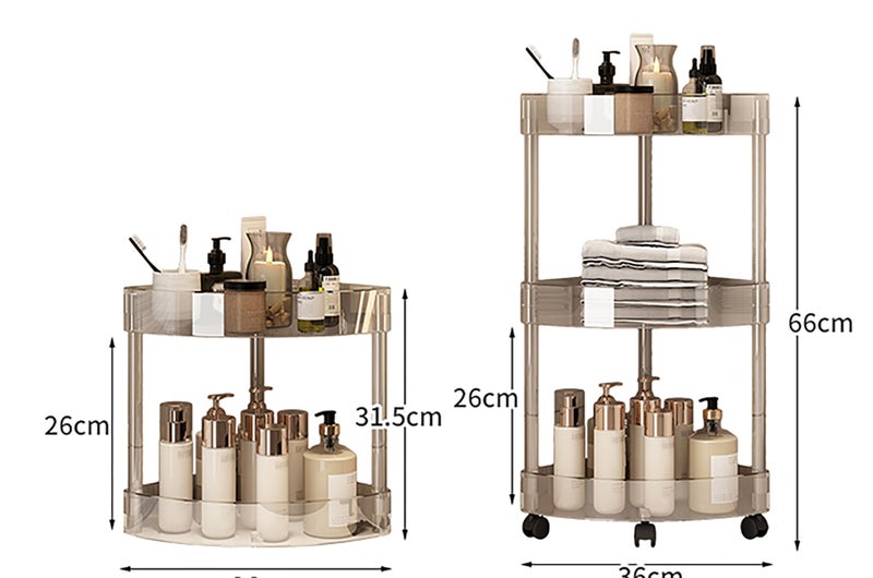 MosQuick® 3 Tier Acrylic Corner Trolley Rack Cart Kitchen Trolley Kitchen Organizer Kitchen Storage Rack Bathroom Organiser Bathroom Shelf Ideal Salon Trolley Perfect Racks for Storage Multipurpose. - Image 3