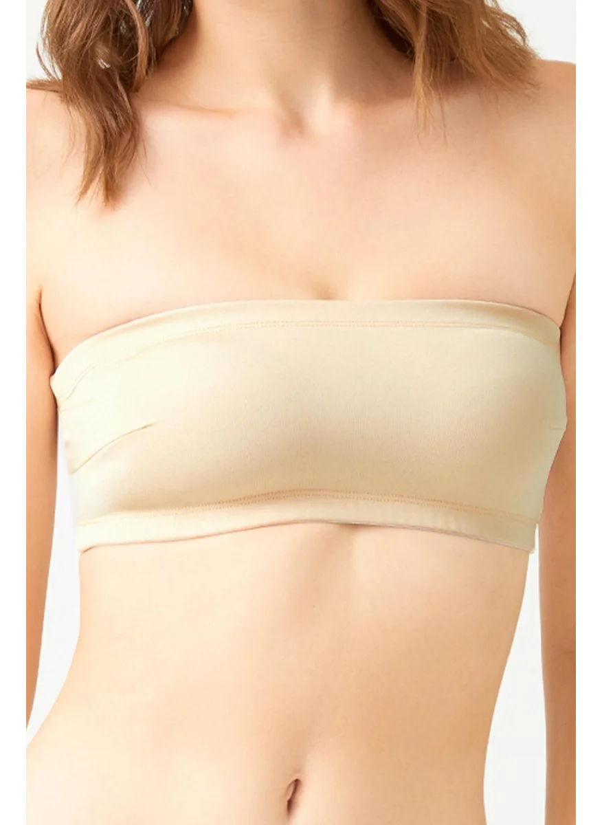 COTTONHILL Beige Strapless Crop Top Bustier