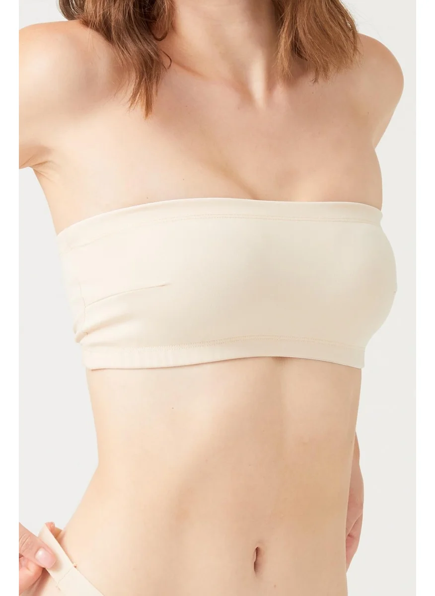 كوتن هيل Beige Strapless Crop Top Bustier