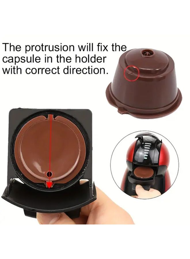 Brown Reusable Coffee Capsule Filter Cups with Spoon Brush 6Pcs Easy Clean Durable Plastic - Image 4