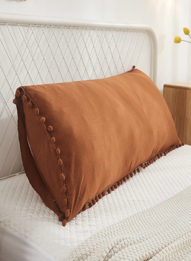 MOVE OVER Burnt Orange Body Pillow Cover 20x54 Body Pillow Case 100% Soft Washed Microfiber Boho Pillow Covers Set of 1 Vintage Pom Pom Fringe Design Bohemian Long Pillow Cover - Image 3