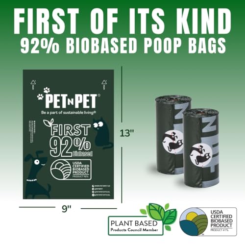 Pet N Pet 180 Counts Dog Poop Bags Rolls, 92% Plant Based Poop Bags for Dogs, Leak Proof Thick Doggie Poo Bag, Unscented Cat & Dog Waste Bag - Image 4