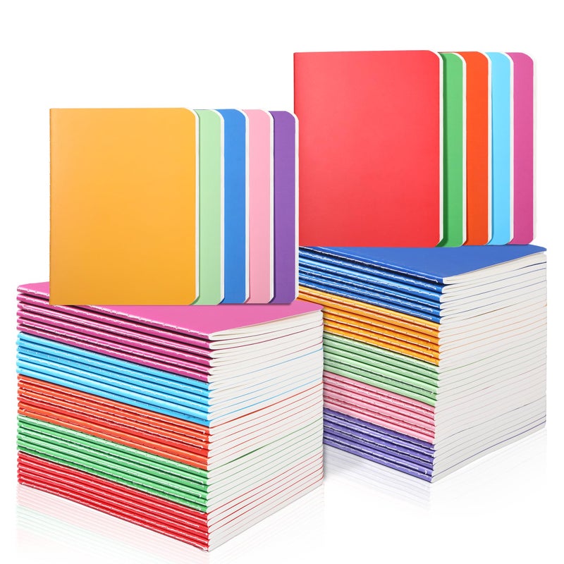 miikoul 100 Pack Small Colorful Blank Notebook Bulk,A6 Pocket Notepads Mini Journal Set for Student Traveler Office Back to School Supplies, 5.5" X 4", 30 Sheets/60 Pages,10 Colors - Image 1