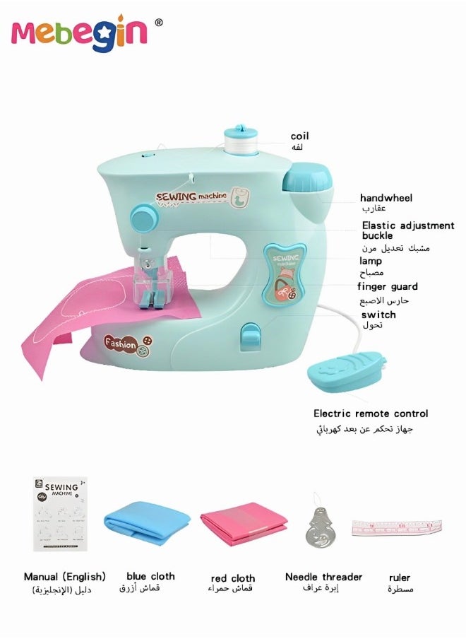 MEBEGIN Mini Sewing Machine Toy, Portable Electric Sewing Machine with Lights and Handle, Multifunctional Sewing Machine, Creative Housework Toys, Ideal Gift for Kids Aged 3+, 16*8*15cm  - Image 3