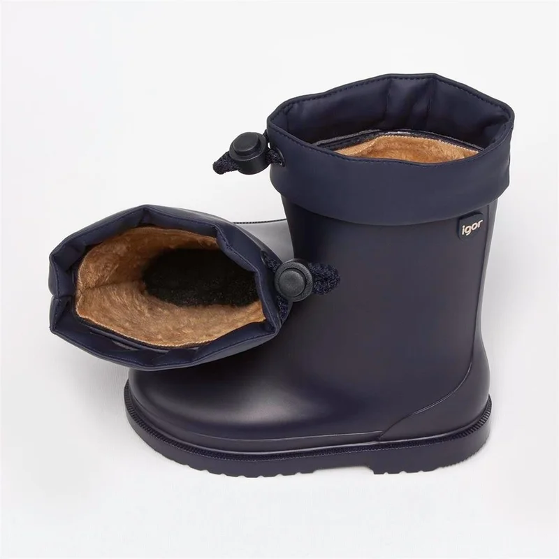 Igor Chufo Cuello Borreguillo Children's Furry Marino Navy Rain Boots W10101-003 V1
