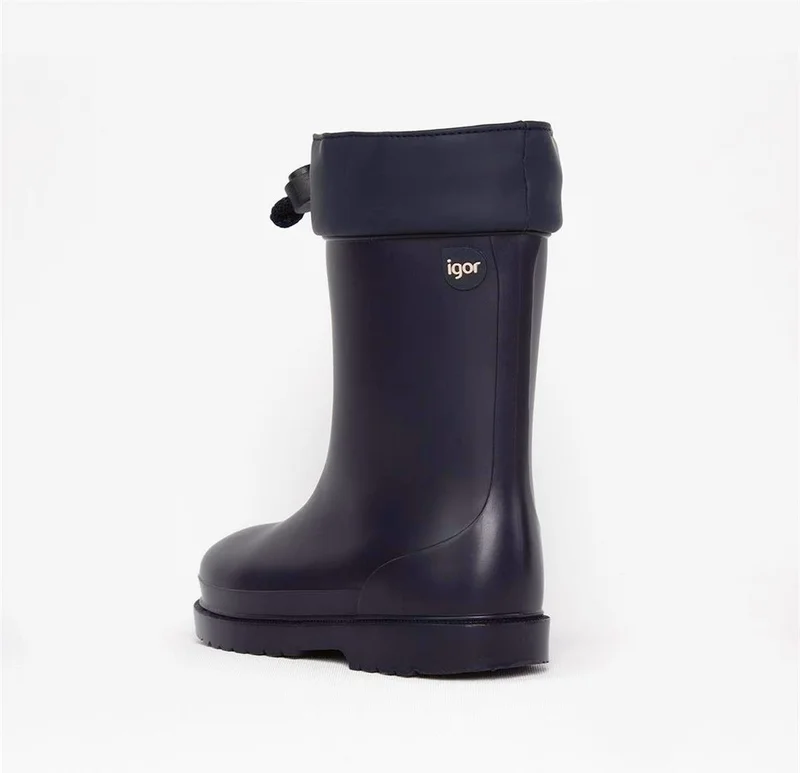 Igor Chufo Cuello Borreguillo Children's Furry Marino Navy Rain Boots W10101-003 V1