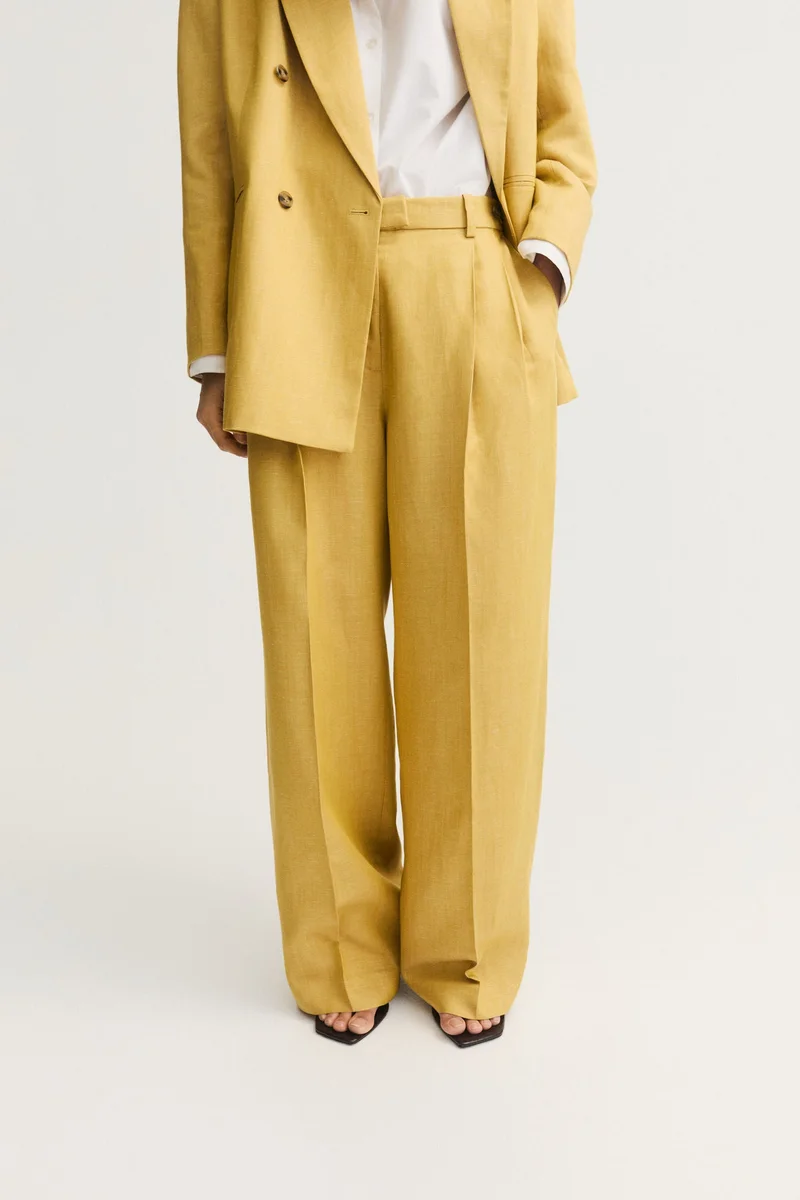 اتش اند ام بنطلون رسمي من مزيج الكتان