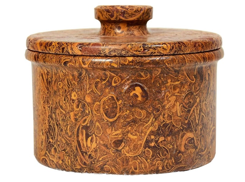 BARMER BAZAAR Habur Stone Handi with Lid,Stone Kitchen Utensil (9.5 Cm) - Image 1