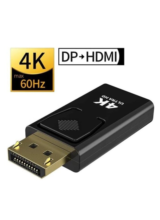 ماركة غير محددة محول منفذ عرض الى HDMI 4K DP فولت 1.4 مطلي بالنيكل لسطح المكتب واللابتوب وجهاز العرض وتلفزيون HD ذكر انثى اسود  - Image 3
