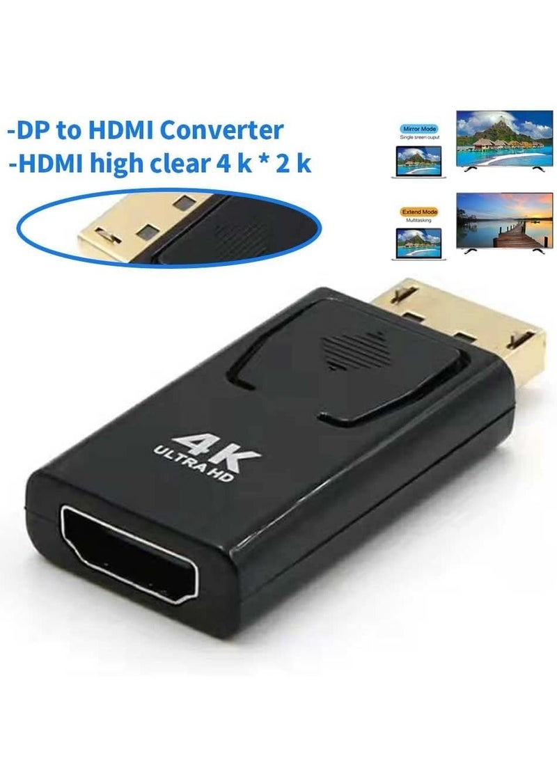 ماركة غير محددة محول منفذ عرض الى HDMI 4K DP فولت 1.4 مطلي بالنيكل لسطح المكتب واللابتوب وجهاز العرض وتلفزيون HD ذكر انثى اسود  - Image 4
