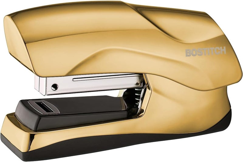 Office Heavy Duty Stapler, 40 Sheet Capacity, No Jam, Half Strip, Fits into the Palm of Your Hand, For Classroom, Office or Desk, Gold Chrome