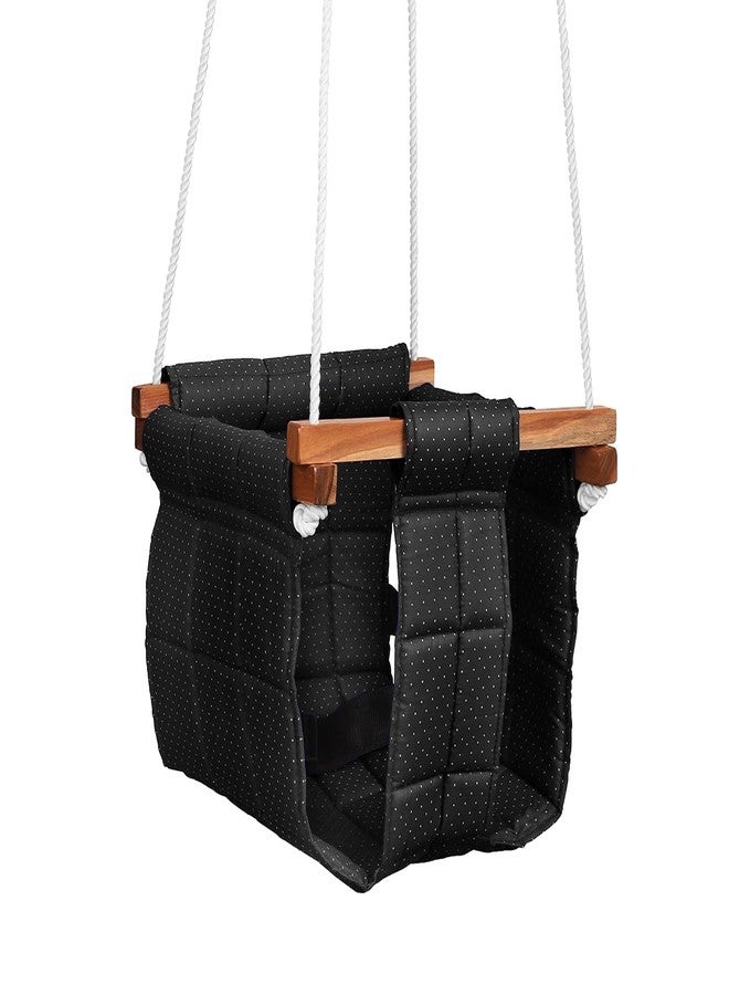Ashish Cotton Swing For Kids Baby'S Children Folding And Washable Zula/Indoor Outdoor Baby Jhula, Swing For Baby And Toddler For 8 To 36 Months. Height 114" And Length 8.5" (Black) - 8.5 Cm - Image 1