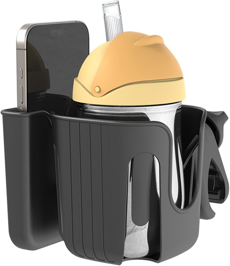 WedFeir 2in1 Universal Cup and Phone Holder for Uppababy Nuna Doona Strollers Bikes Wheelchairs Walkers Scooters  Adjustable Drink Holder - Image 1