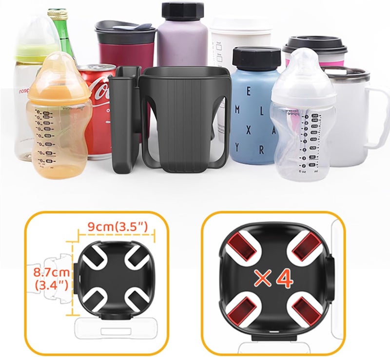 WedFeir 2in1 Universal Cup and Phone Holder for Uppababy Nuna Doona Strollers Bikes Wheelchairs Walkers Scooters  Adjustable Drink Holder - Image 2