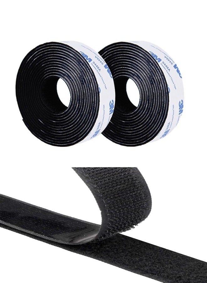 Generic 2-Piece Fastening Velcro Black ,Double-Sided Adhesive Cable Ties Cord Organizer,Strong Self-Adhesive Tape,For Computer TV Power Supply And Other Cables  - Image 1