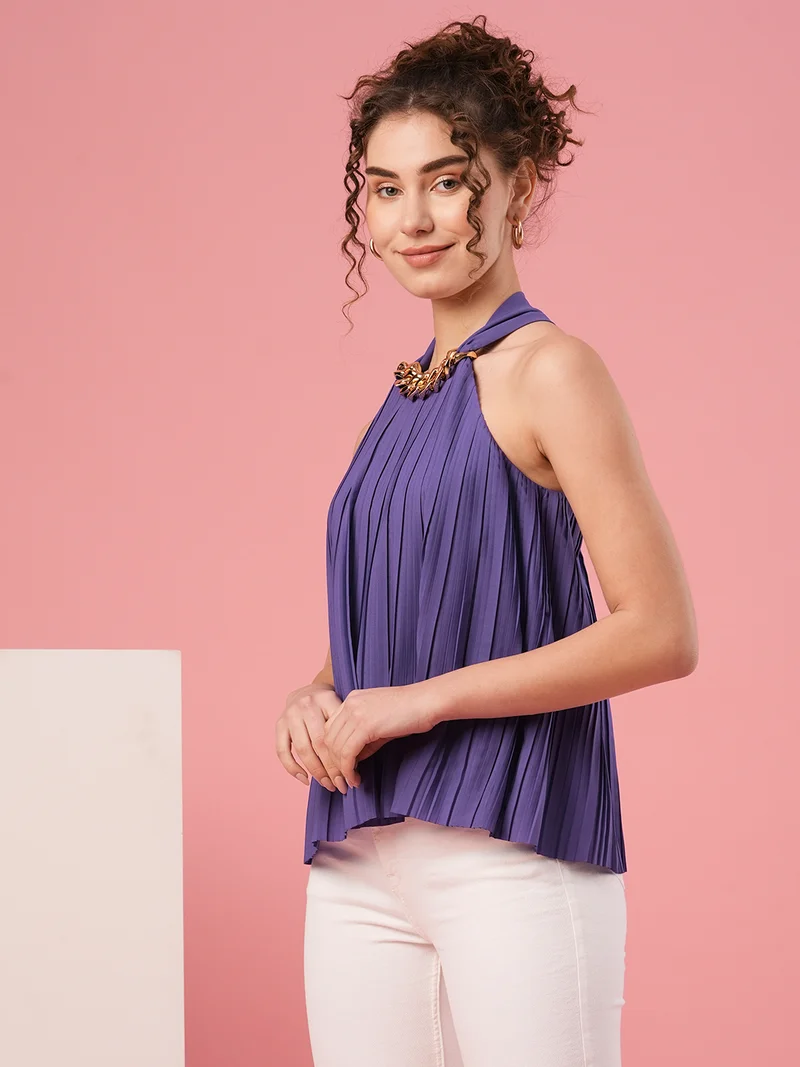 globus Women Accordion Pleats A Line Party Top