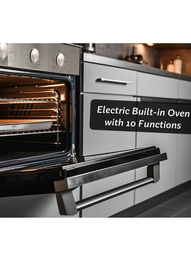 جينيرال جولد فرن كهربائي مدمج من General Gold بعرض 60 سم، مع مروحة وشواية، واجهة ستانلس ستيل وباب زجاجي مزدوج، 10 وظائف طهي، فرن جداري متين مثالي للخبز والحلويات - Image 5