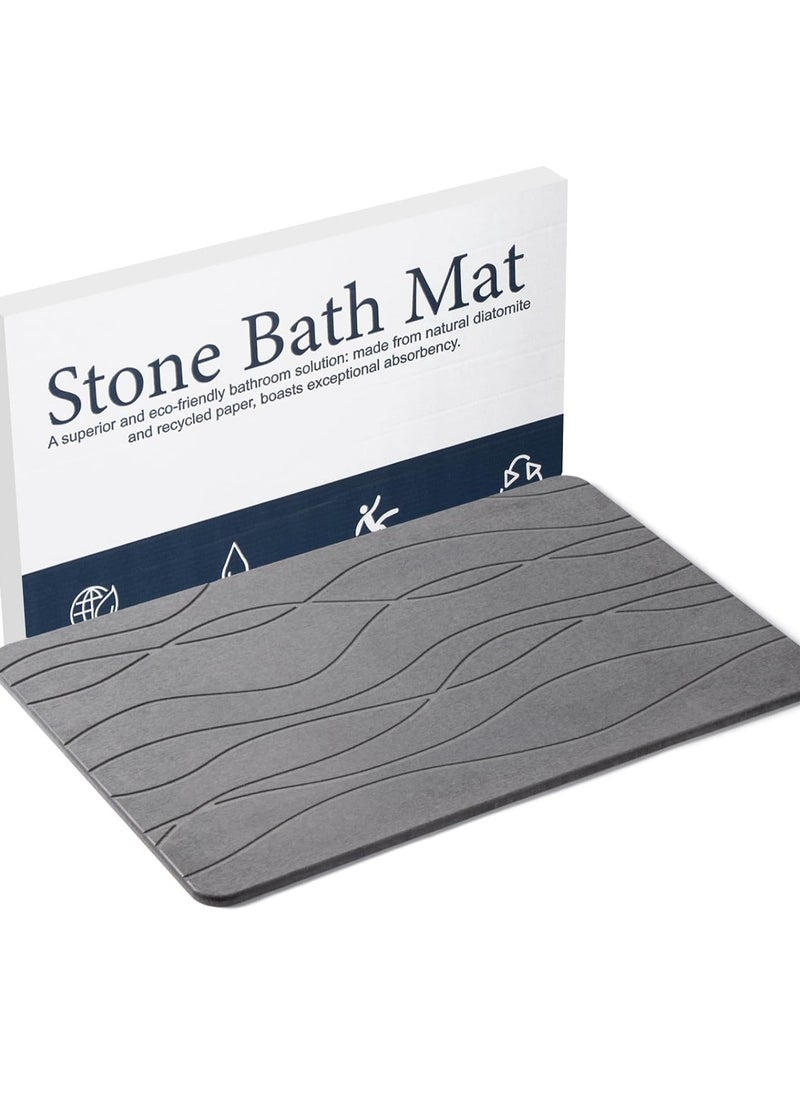 USTIDE - Stone Bath Mat, Diatomaceous Earth Shower Mat, Non-Slip Super Absorbent Quick Drying Bathroom Floor Mat, Natural, Easy to Clean for Kitchen Counter (Dark Gray) - Image 1