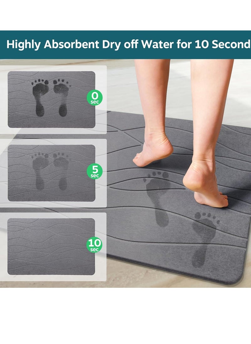 USTIDE - Stone Bath Mat, Diatomaceous Earth Shower Mat, Non-Slip Super Absorbent Quick Drying Bathroom Floor Mat, Natural, Easy to Clean for Kitchen Counter (Dark Gray) - Image 1