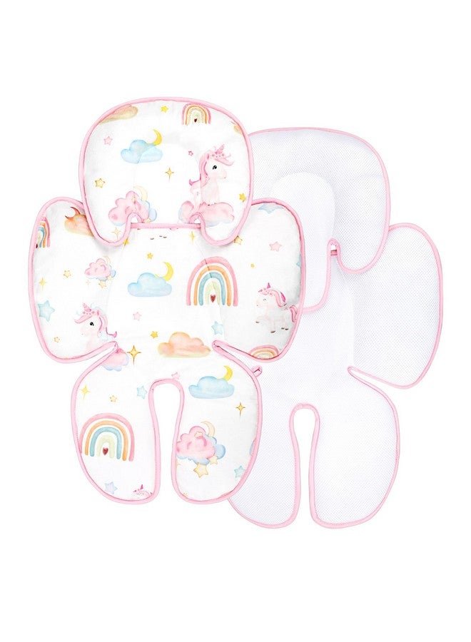 Pea Pod Summer Infant Car Seat Insert, 2 in 1 Baby Car Seat Head Body Support for Newborn Upgrade Mesh Baby Car Seat Insert Stroller Cushion for Boys Girls, Extra Soft and Breathable, Unicorn - Image 1