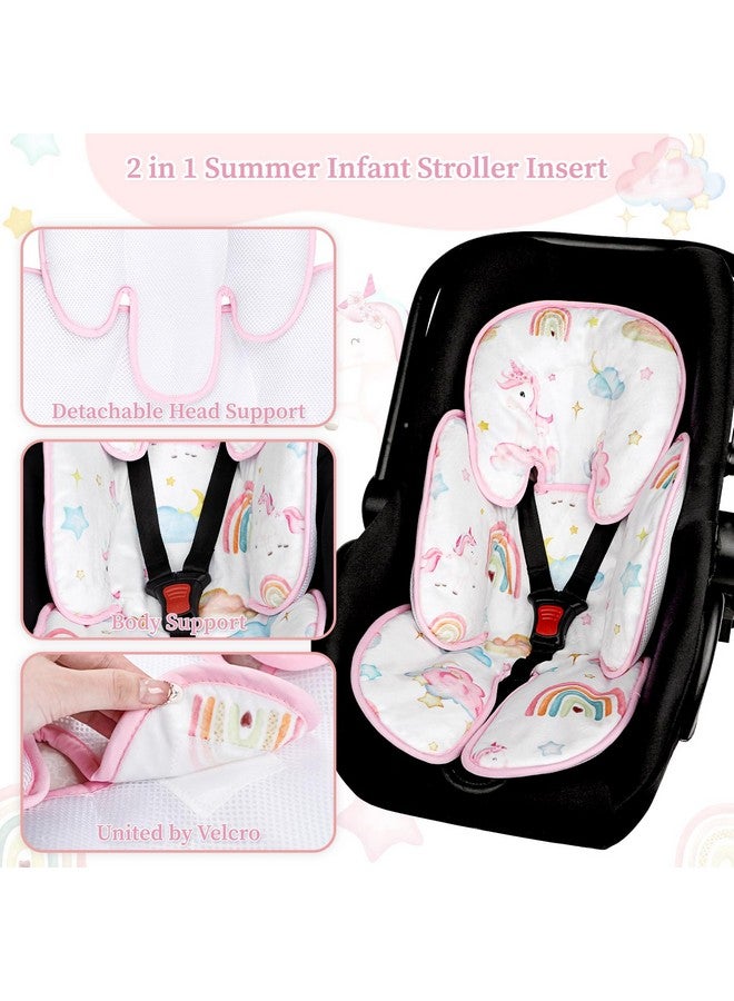 Pea Pod Summer Infant Car Seat Insert, 2 in 1 Baby Car Seat Head Body Support for Newborn Upgrade Mesh Baby Car Seat Insert Stroller Cushion for Boys Girls, Extra Soft and Breathable, Unicorn - Image 4