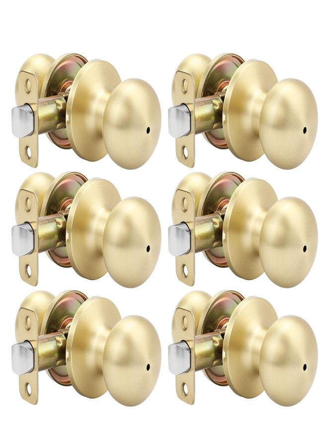 goldenwarm Gold Interior Door Knobs, Bedroom Door Knob, Door Knobs Interior Bulk, Brushed Gold Privacy Door Knob for Bedroom or Bathroom(6 Pack) - Image 1