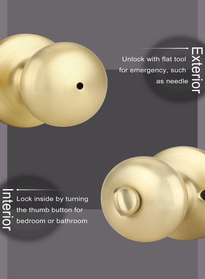 goldenwarm Gold Interior Door Knobs, Bedroom Door Knob, Door Knobs Interior Bulk, Brushed Gold Privacy Door Knob for Bedroom or Bathroom(6 Pack) - Image 5