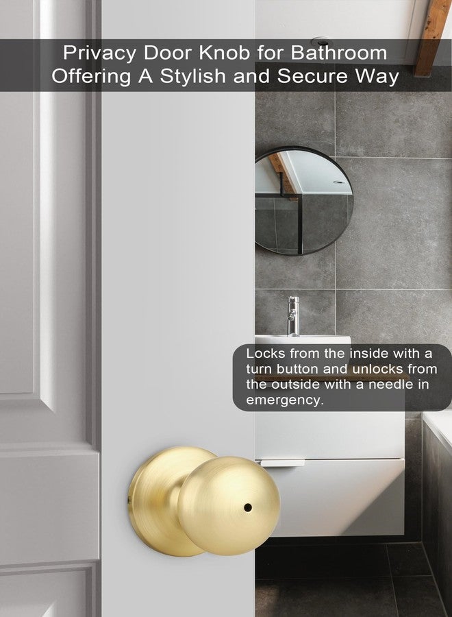 goldenwarm Gold Interior Door Knobs, Bedroom Door Knob, Door Knobs Interior Bulk, Brushed Gold Privacy Door Knob for Bedroom or Bathroom(6 Pack) - Image 2