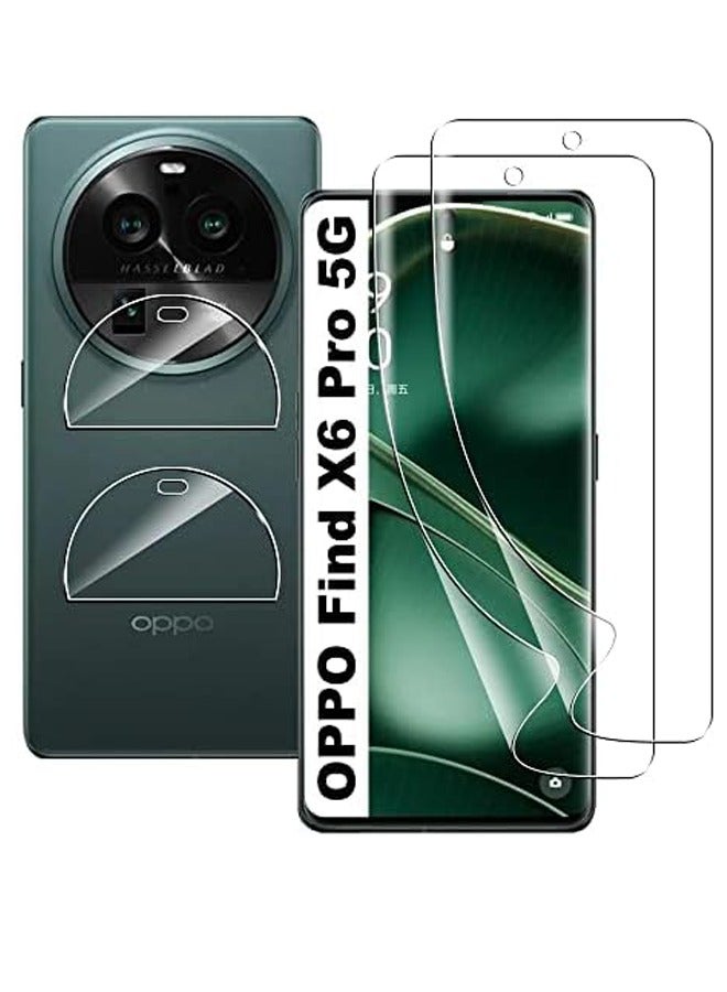 general Compatible with OPPO Find X6 Pro Screen Protector 2+2 Pack High-Definition Soft TPU NOT Glass Film and Rear Camera Protector Tempered Glass Film - Image 1
