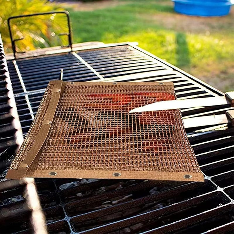 ELECDON BBQ Mesh Grill Bags, High Temperature Resistant Grid Barbecue Bag Reusable Grilling Pouches for Charcoal, Gas, Electric Grills, Barbecue Bag Set Is A Must-Have for All Event (2 Pack, Brown) - Image 3