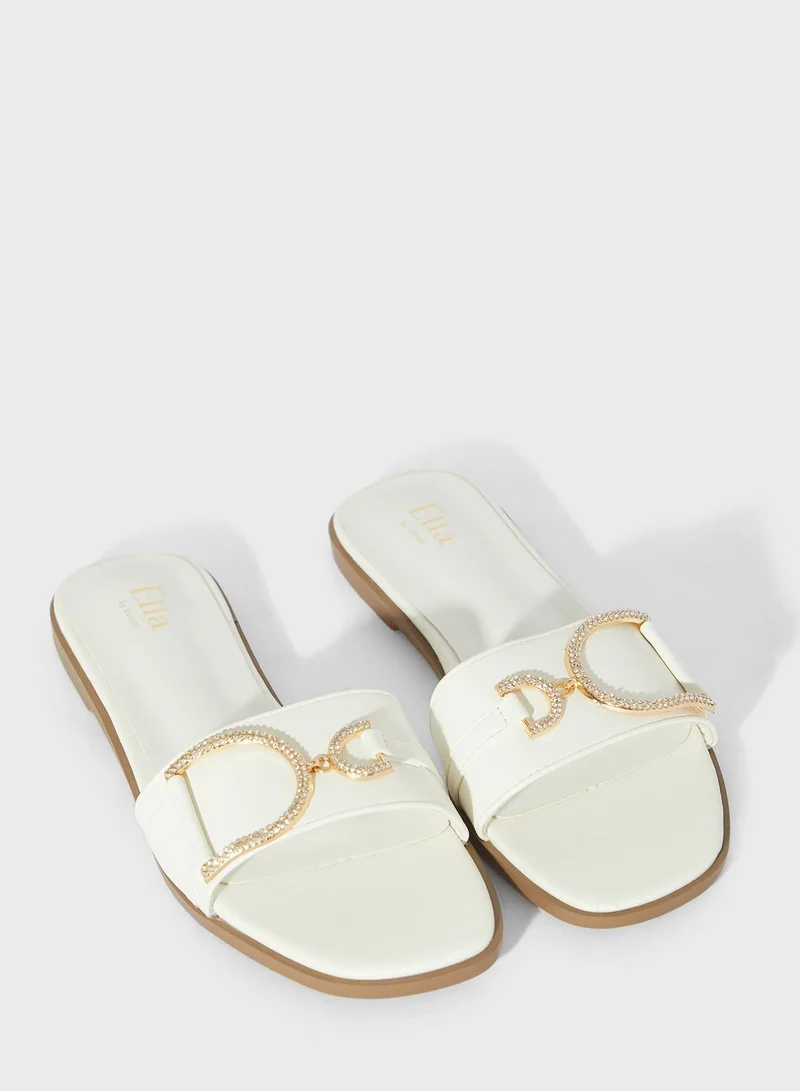 ELLA Diamante Hardware Flat Sandals
