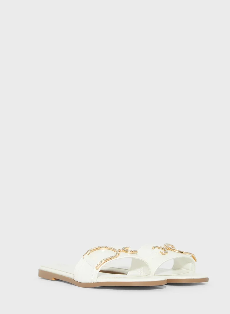 ELLA Diamante Hardware Flat Sandals