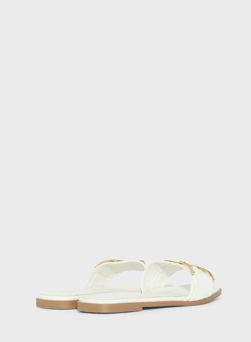 ELLA Diamante Hardware Flat Sandals