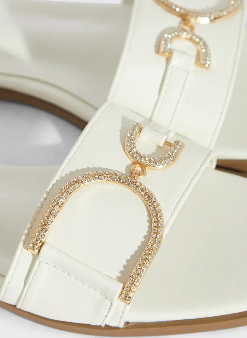 ELLA Diamante Hardware Flat Sandals