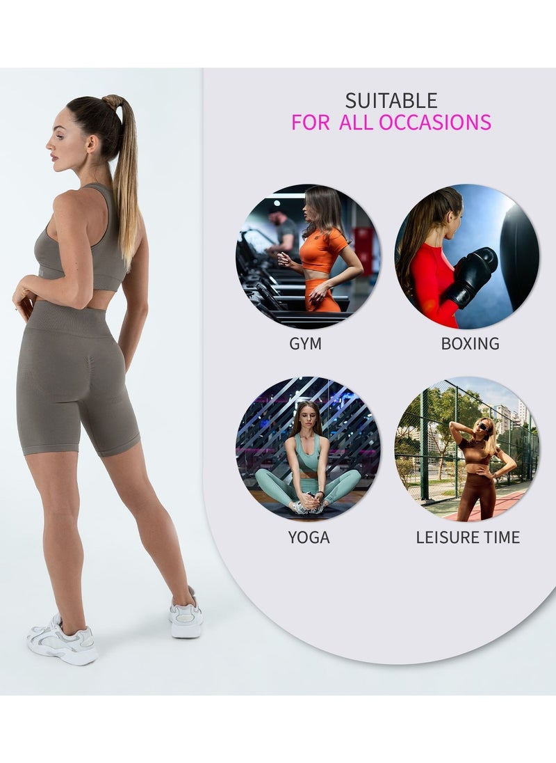 Bernessi - Turkiye Nylon Women High Waisted Biker Shorts Sport Legging Shorts Workout Cycling Athletic Running Yoga Gym Volleyball for Ladies with Tummy Control Grey Monsoon - Image 1