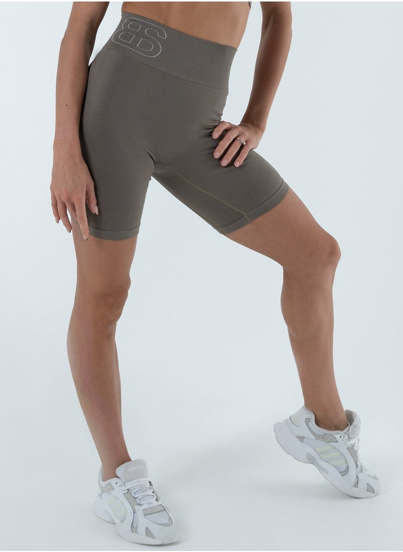 Bernessi - Turkiye Nylon Women High Waisted Biker Shorts Sport Legging Shorts Workout Cycling Athletic Running Yoga Gym Volleyball for Ladies with Tummy Control Grey Monsoon - Image 1
