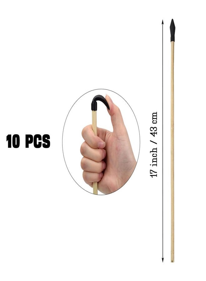 Basbon 10 Pcs Wooden Arrows Soft Rubber Tips, 17 Inch Handmade Wooden Toy Arrow for Kids and Beginners, Archery Bows Outdoor Play Cosplay Costume Decoration - Image 2