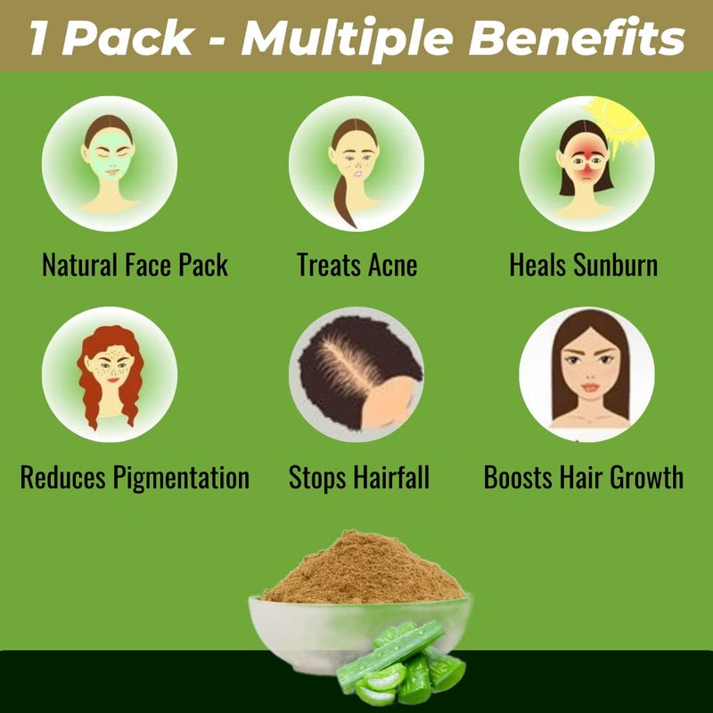 RENEU HERBALS Reneu Herbals Natural Aloe Vera Powder For Hair Care and Skin Care  Pack Of 1 100 GM  - Image 2
