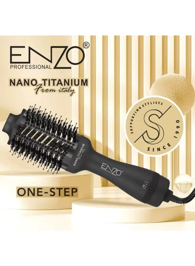ENZO Professional فرشاة الهواء الساخن ENZO EN-6215 نانو تيتانيوم – أداة تصفيف بقوة 1200 واط لتجعيد الشعر، وزيادة الحجم والتحكم في التجاعيد – تصميم خفيف الوزن ومريح مع حرارة قابلة للتعديل – النسخة الدولية - Image 3