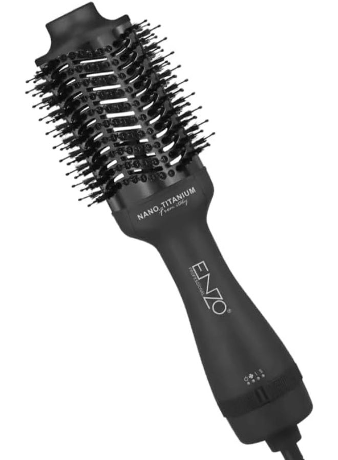 ENZO Professional فرشاة الهواء الساخن ENZO EN-6215 نانو تيتانيوم – أداة تصفيف بقوة 1200 واط لتجعيد الشعر، وزيادة الحجم والتحكم في التجاعيد – تصميم خفيف الوزن ومريح مع حرارة قابلة للتعديل – النسخة الدولية - Image 4