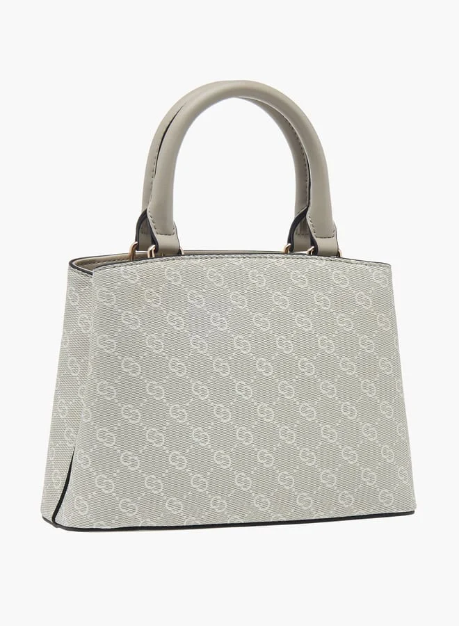 Celeste Women Monogram Print Tote Bag with Top Handle and Detachable Strap