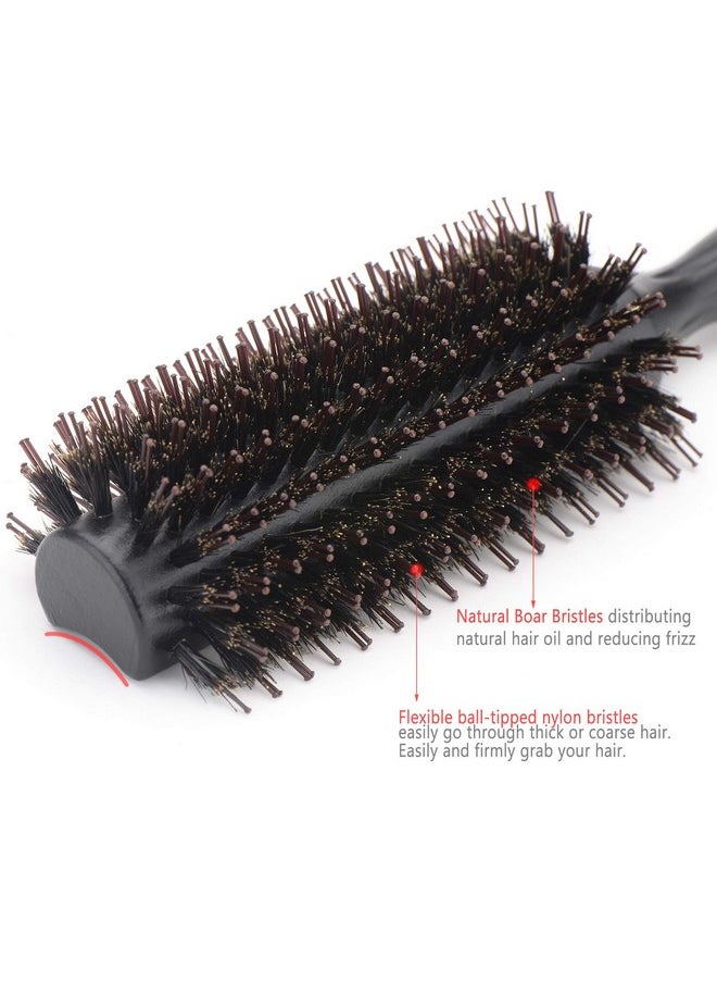 Perfehair Natural Boar & Nylon Bristle Blow Drying Hair Brush Semi Round Professional Wooden Round Blowout Hairbrush For Styling Women&Men'S Medium Wavy Curly Volume Hair  - Image 3